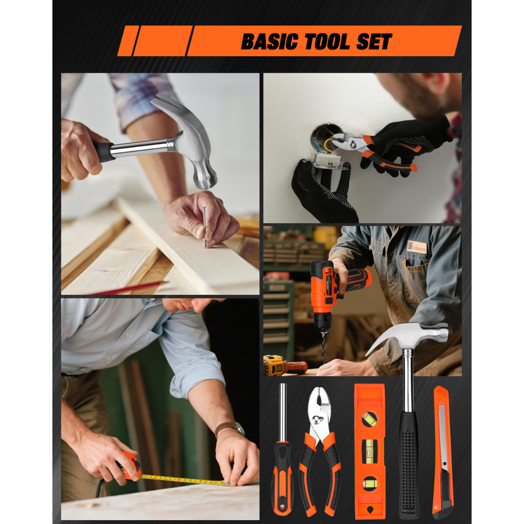 KingTool 139 PCS Home Tool Kit with 8V Drill Storage Case