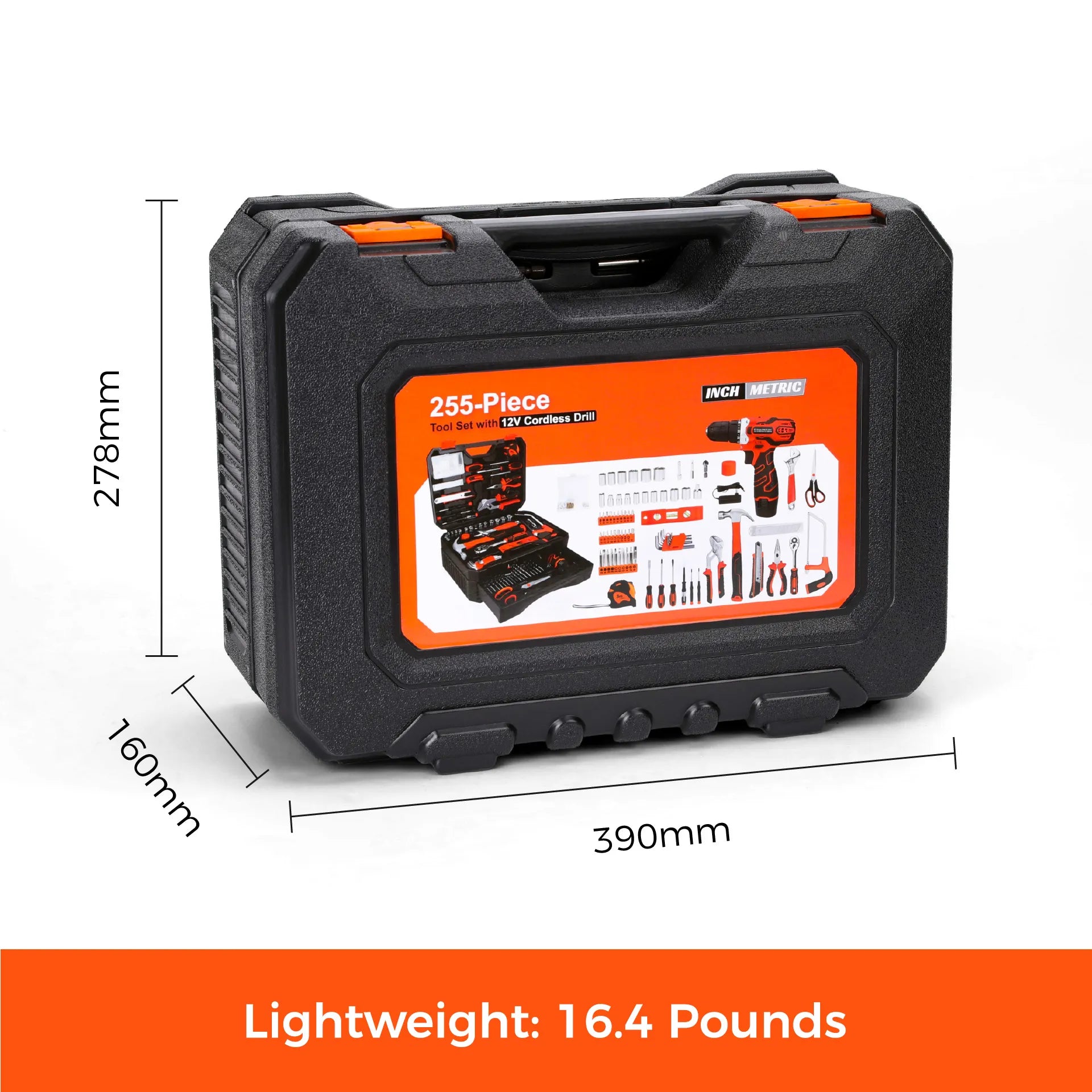 KingTool 255 PCS Home Tool Kit with 12V Drill Storage Case