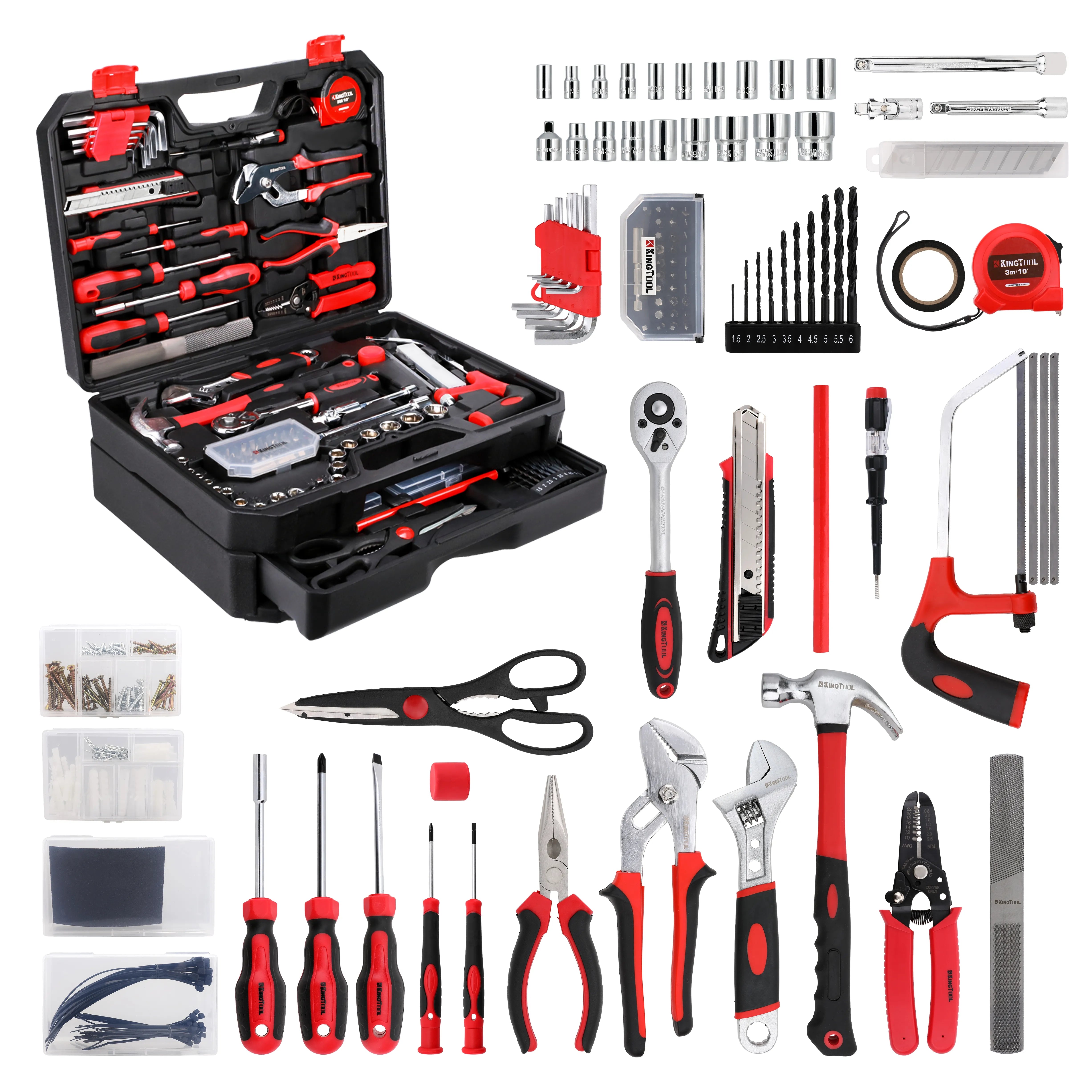 KingTool 325 PCS Home Tool Kit with 3 Layer Storage Case