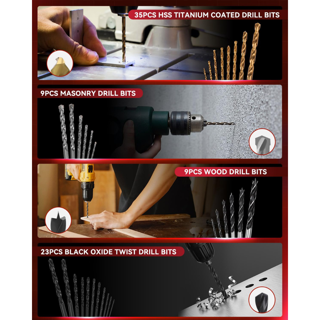 KingTool 400 PCS Drill Bit Set with Slide Drawer Case