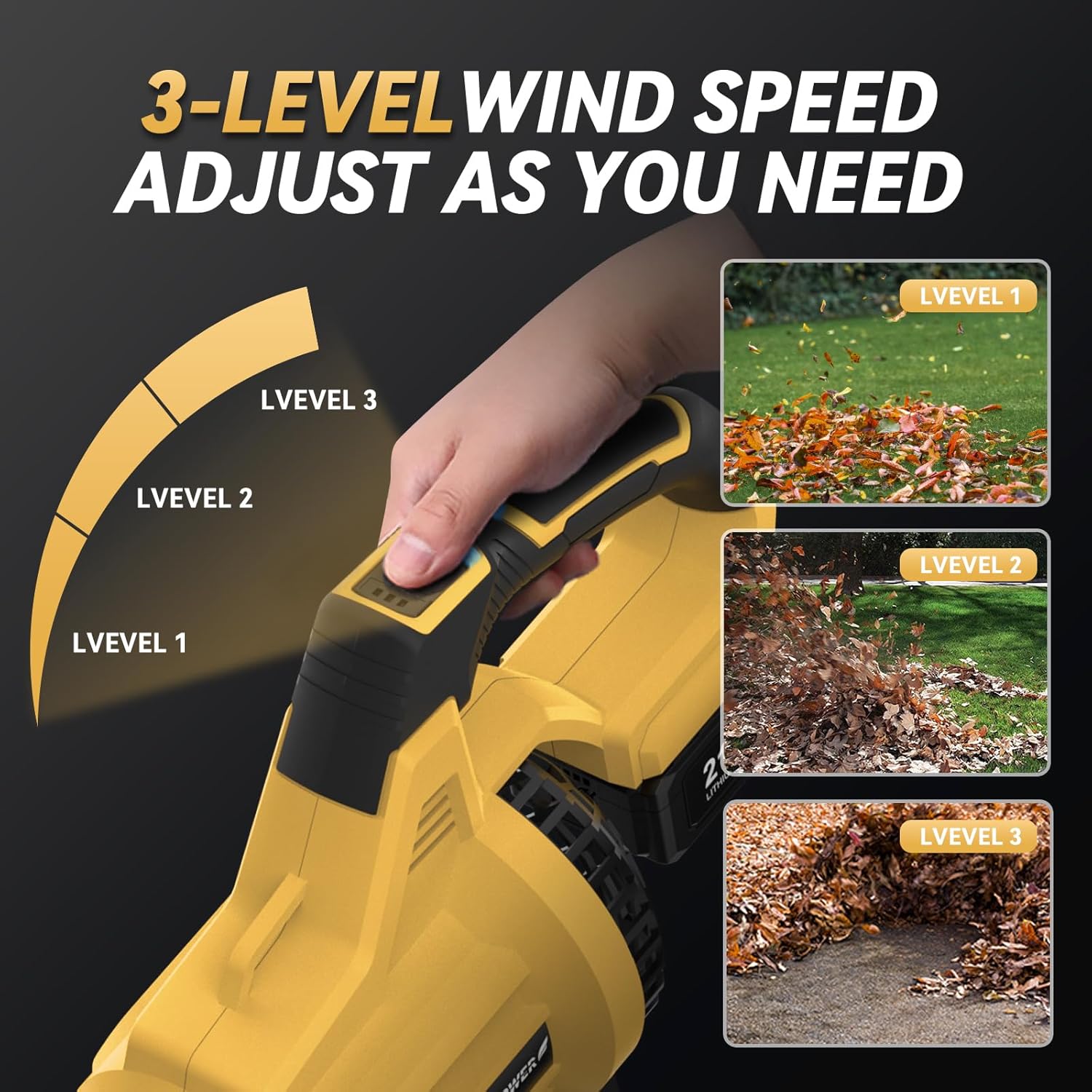 KingTool 21V Cordless Leaf Blower - 650CFM with Ear Muffs (2 Batteries)