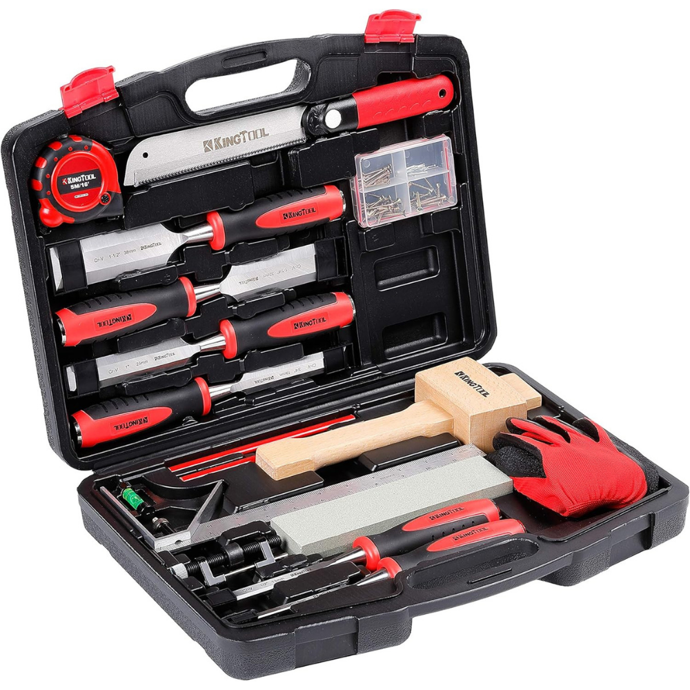 KingTool 87 PCS Woodworking Set - Cr-V Chisels Sharpening Tools