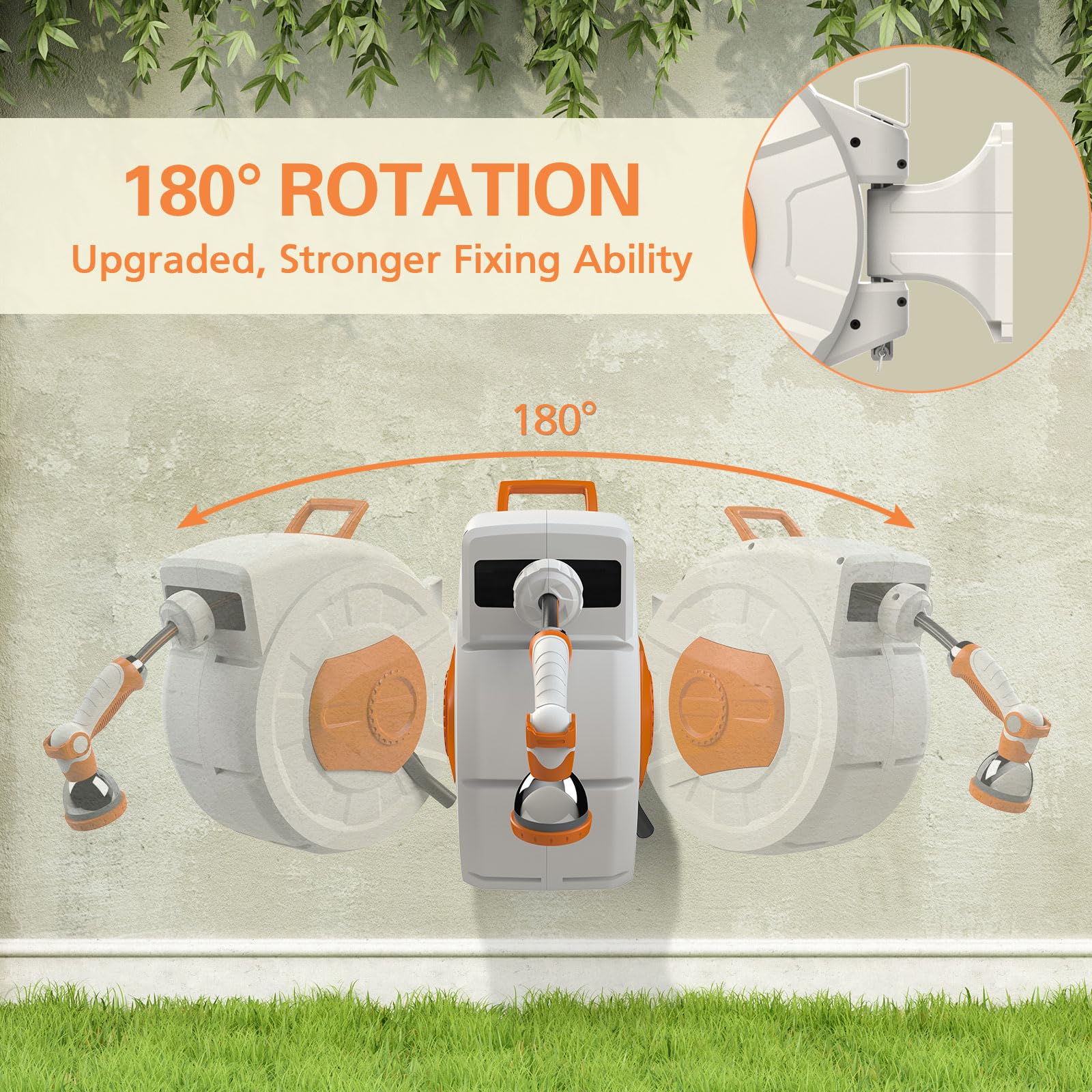 KingTool Retractable Garden Hose Reel - 100ft 1/2" Hose, 145 PSI