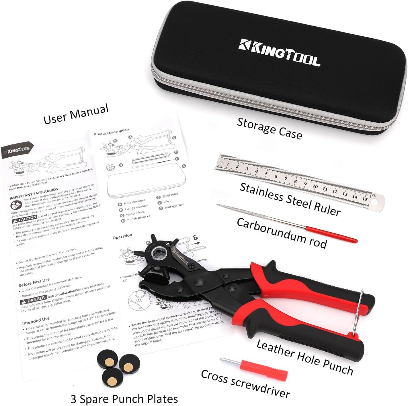 KingTool Leather Hole Punch Set - 6 Sizes