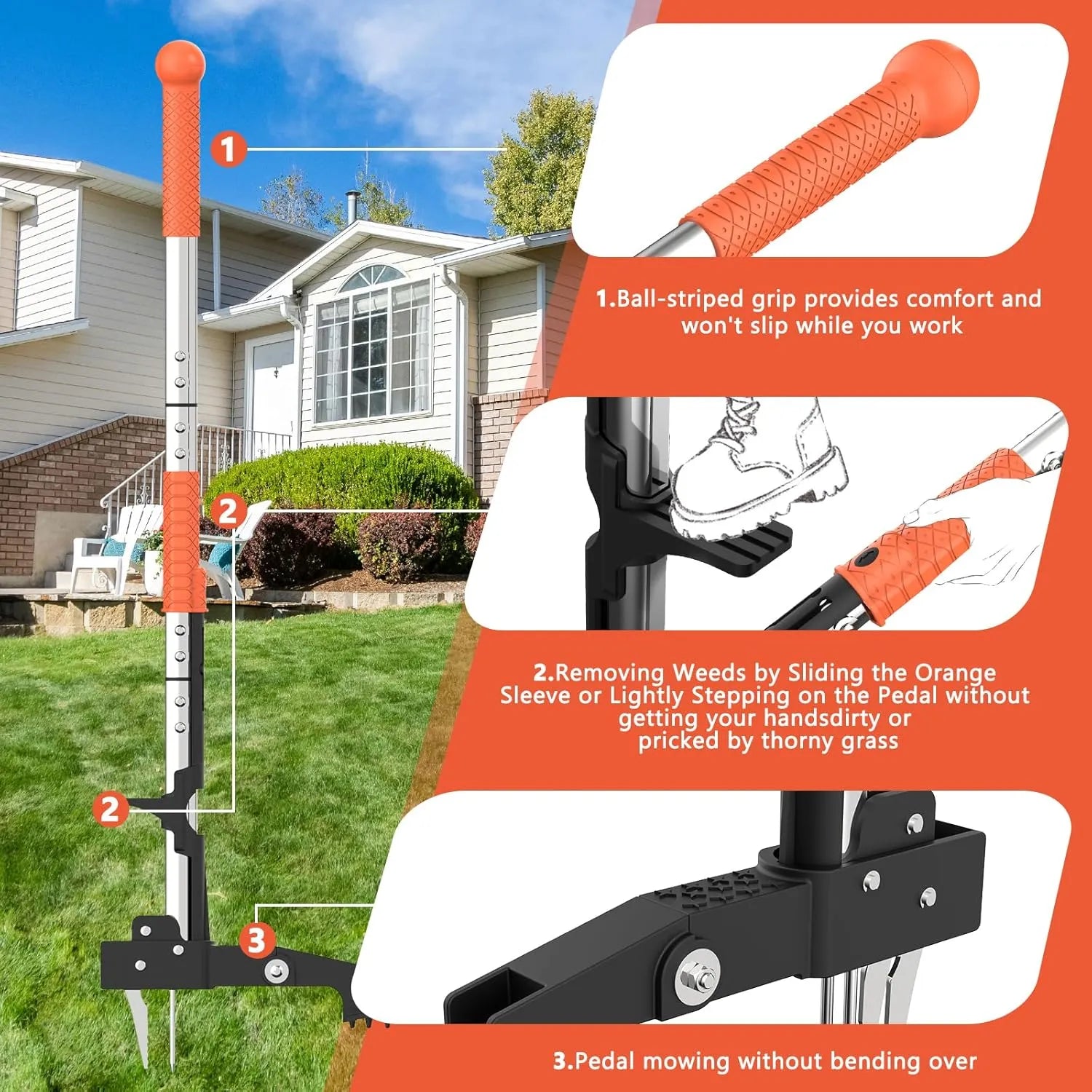 KingTool Weed Puller - Adjustable Handle Stainless Steel Claws